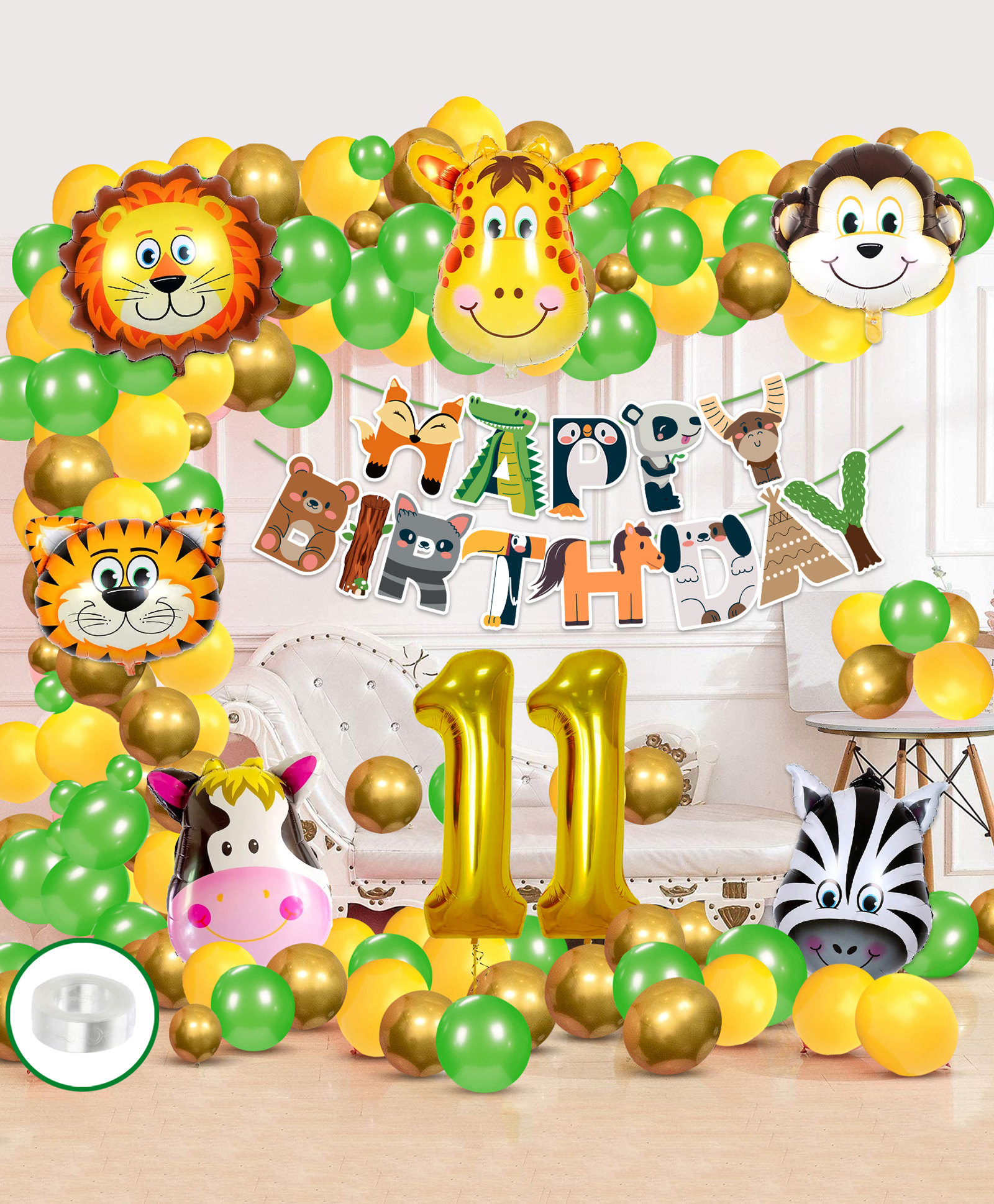 Zyozi Jungle Safari Birthday Decoration Combo Set Multicolor - Pack Of 85-picture-42