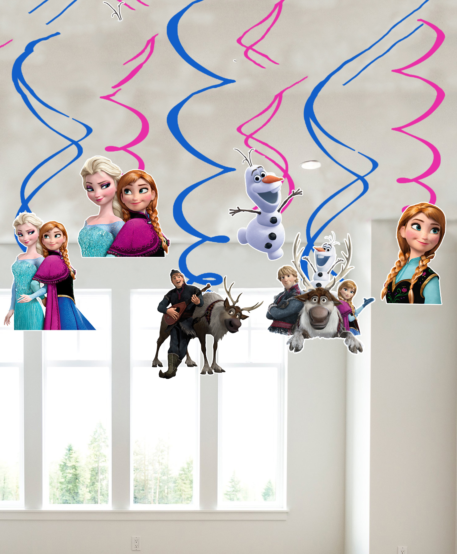 Zyozi Frozen Theme Party Decorations Hanging Swirls Multicolor - Pack Of 6-image-33