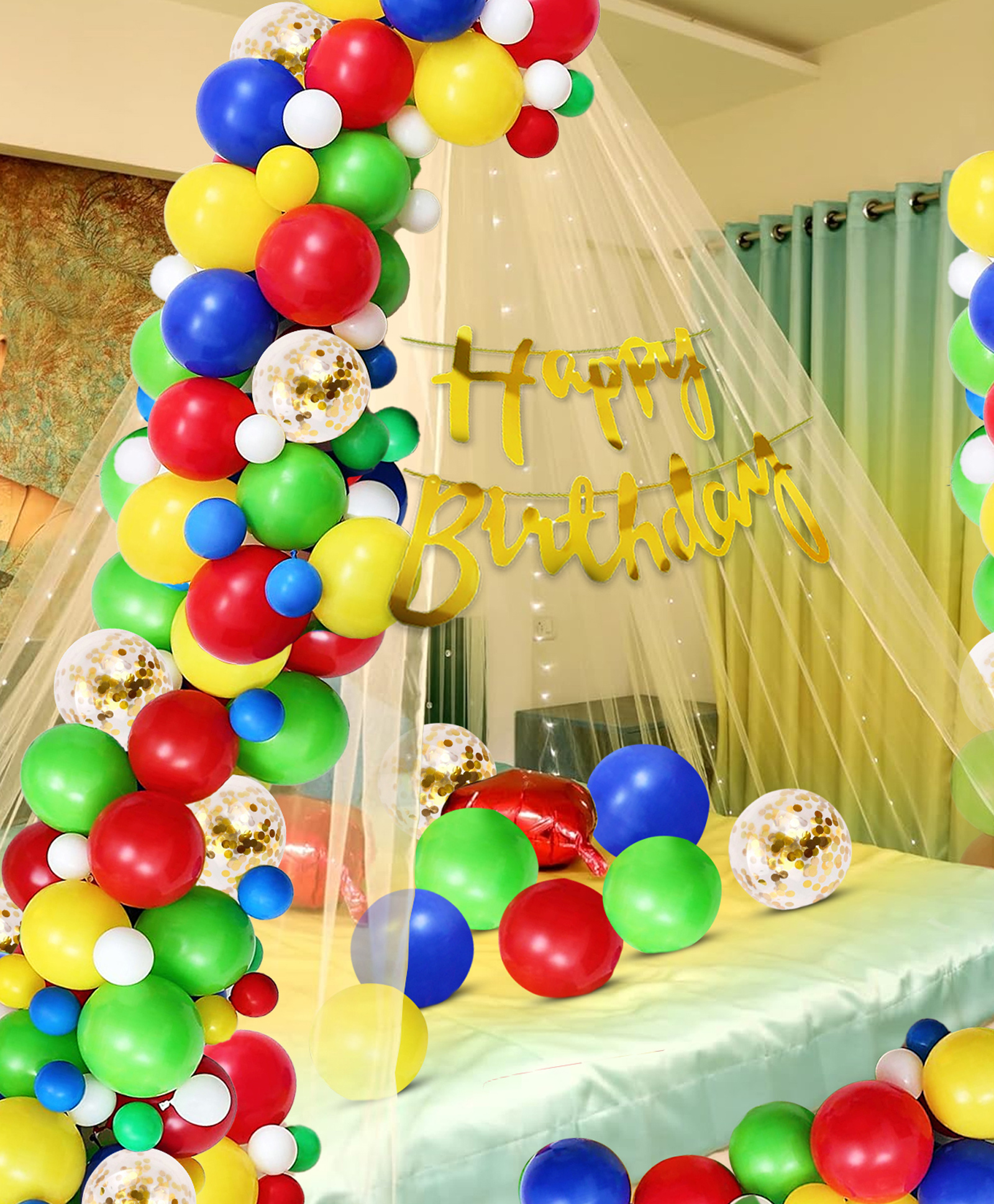Zyozi Cabana Tent Birthday Decorations Birthday Decorations Kit -  Multicolor Pack Of 37-picture-43
