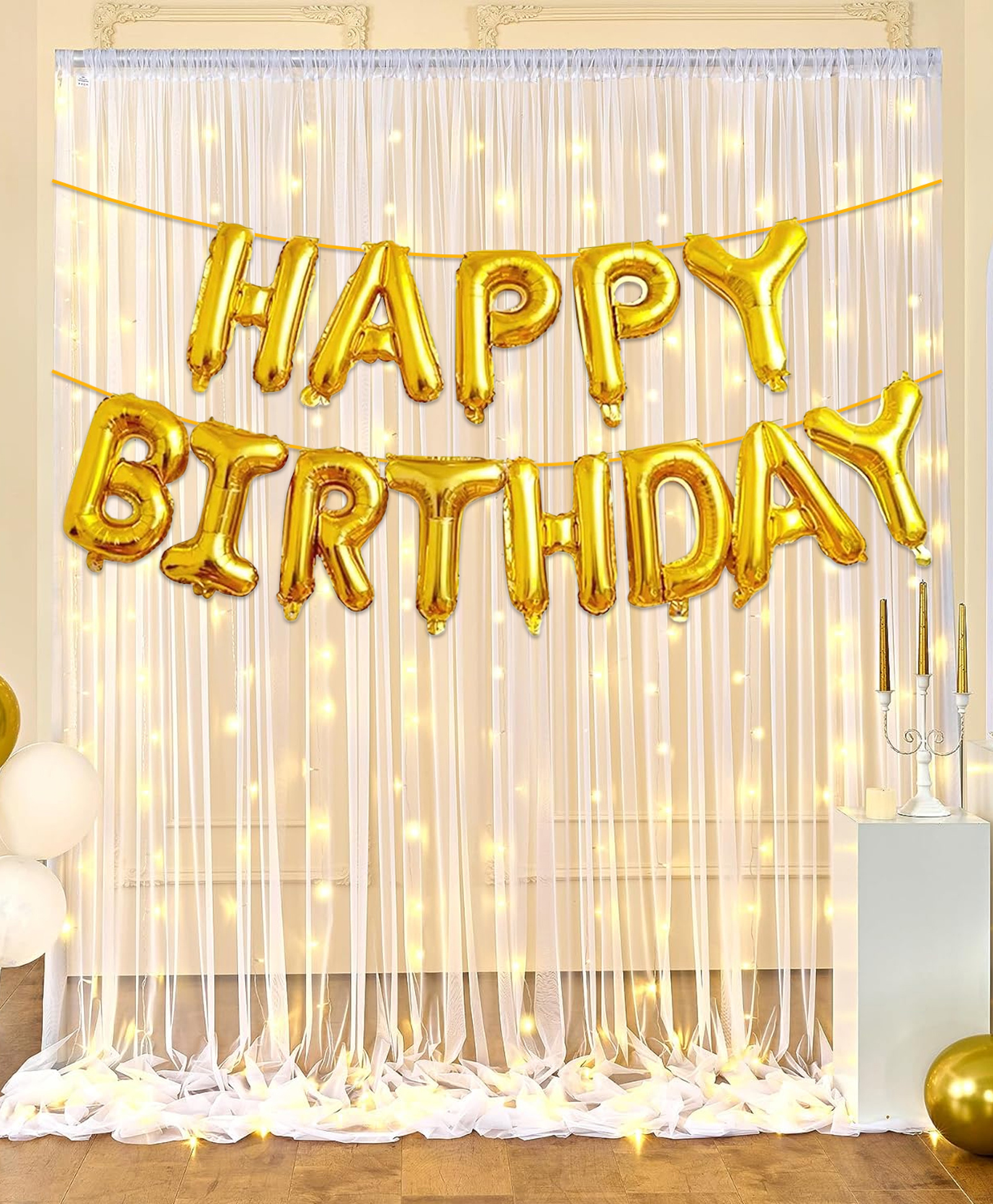 Zyozi Happy Birthday Decorations Kit Golden - Pack Of 4-picture-40