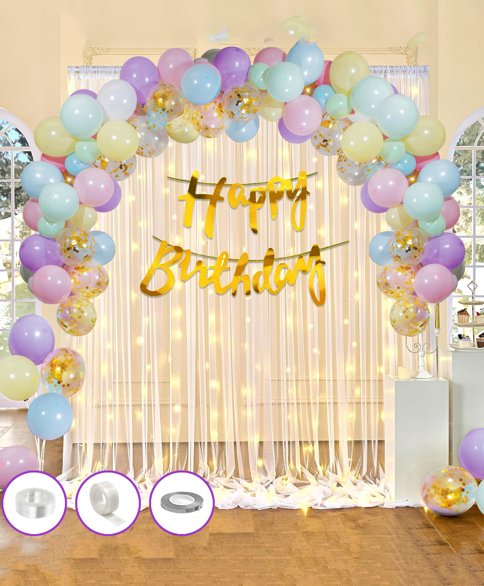 Zyozi Canopy Tent Birthday Decorations Set Multicolor - Pack Of 37-image-2