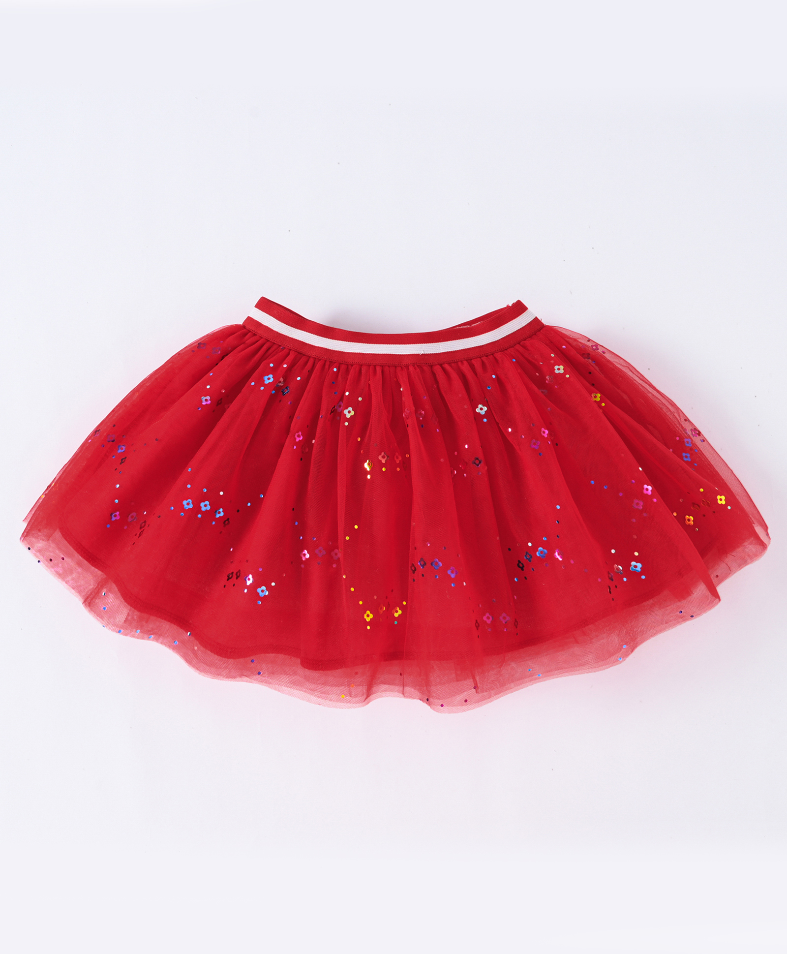 Kookie Kids Above Knee Length Sequin Detailing Skirt - Red-picture-13