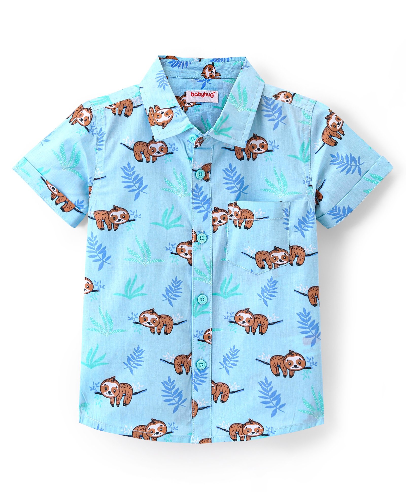 Babyhug 100% Cotton Half Sleeves Koala Printed Shirt - Blue-image-36