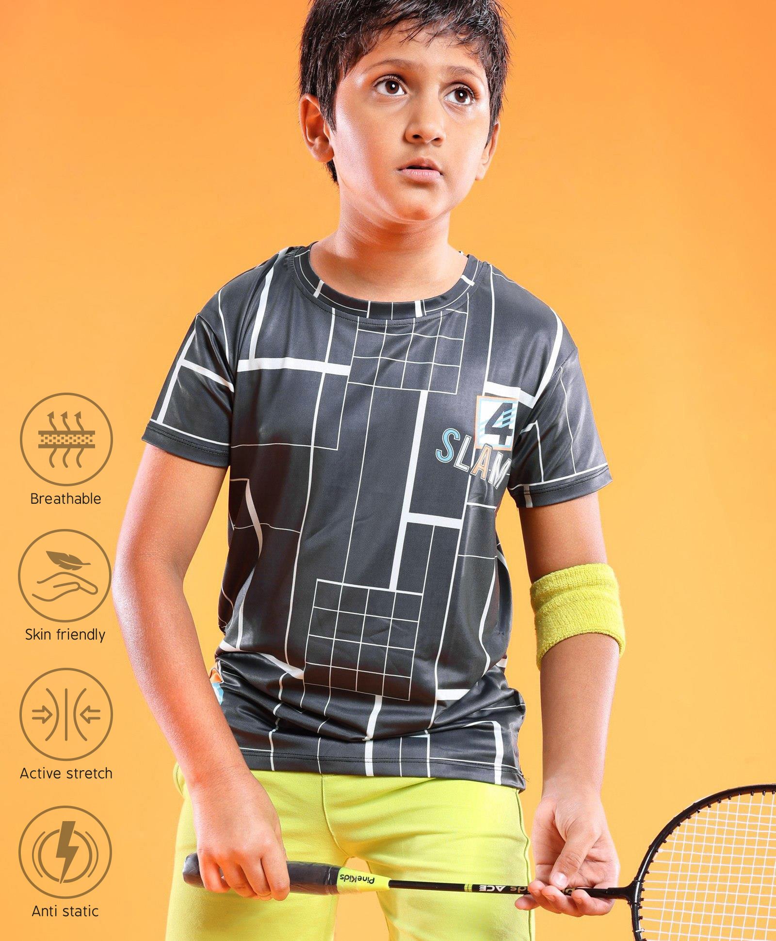 Pine Active Half Sleeves Checks & Numeric Printed T-Shirt - Black-picture-16