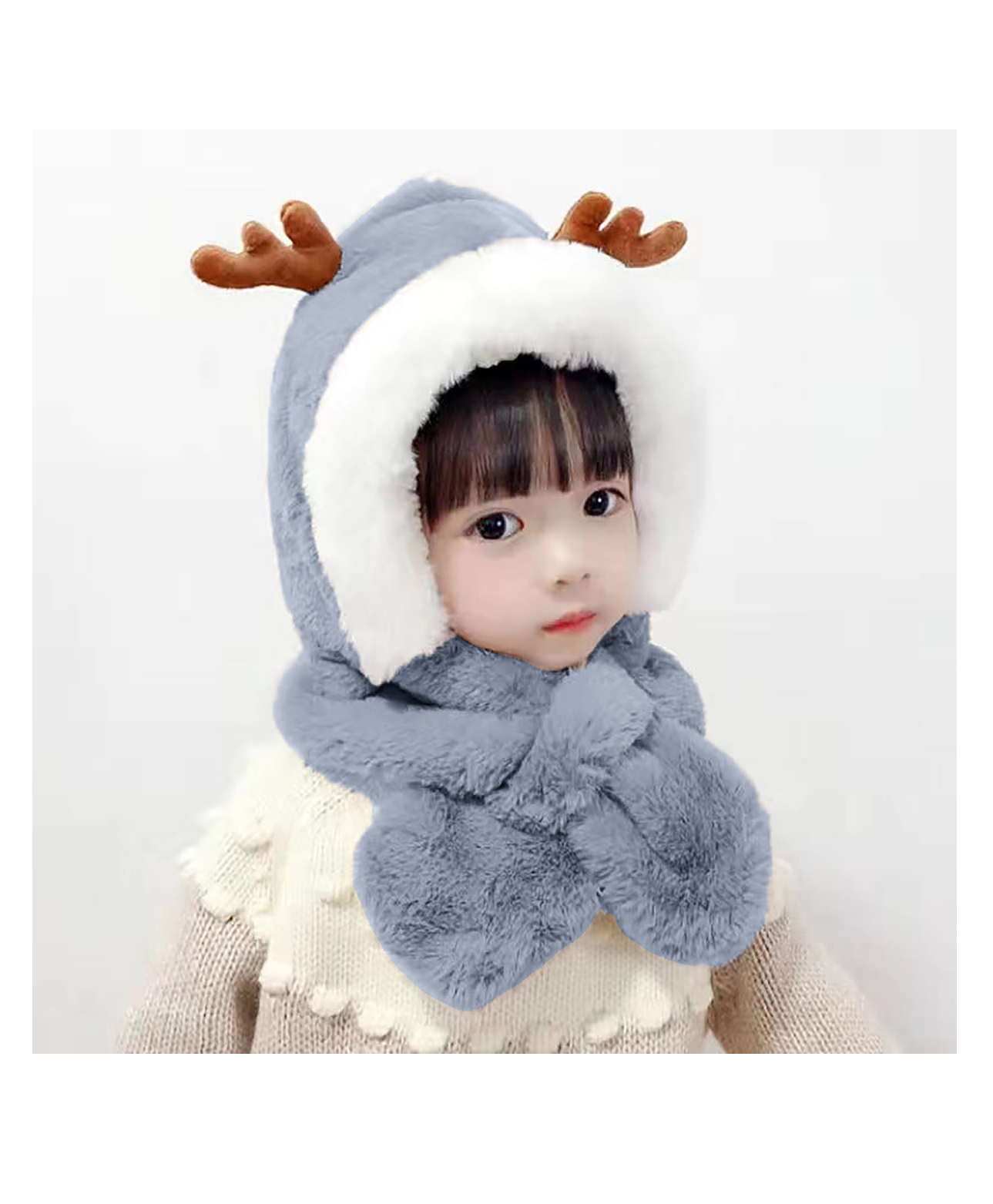 SYGA Baby Winter Beanie Hat Animal Shaped Warm Cap and Scarf Blue - Diameter 12cm-image-11