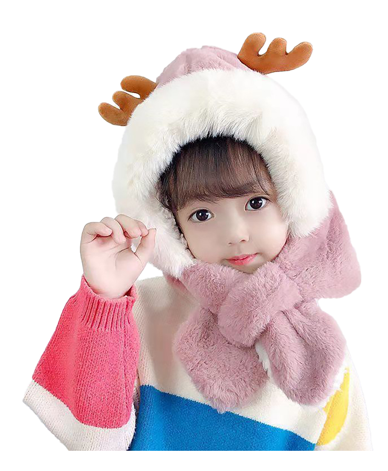 SYGA Baby Winter Beanie Hat Animal Shaped Warm Cap and Scarf Pink - Diameter 12cm-picture-27