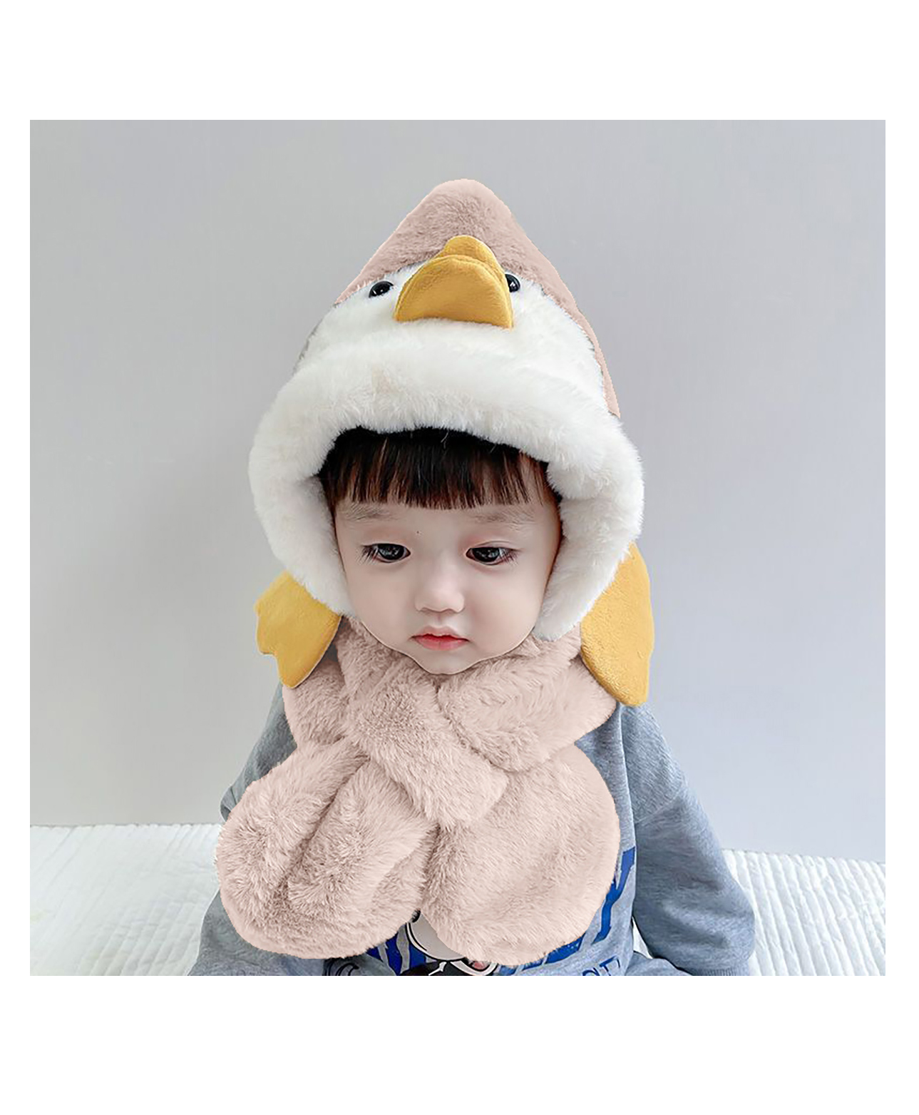 SYGA Baby Winter Warm Cap Ear Protection Beanie Hat Duck Design Beige - Diameter 12cm-picture-11