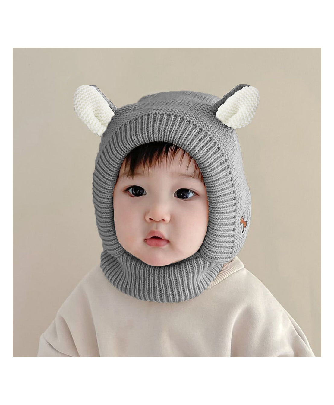 SYGA Winter Warm Ear Protection Knitted Woollen Cap Grey - Diameter 12cm-image-30