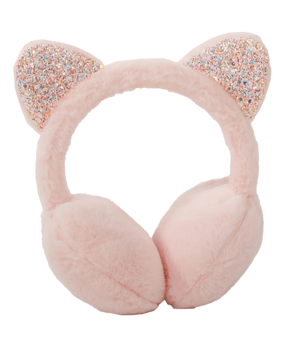 SYGA Children's Cute Pink Kitty Design Warm Earmuffs for Cold Protection Hot Warm Glitter Sequined Free Size-image-14