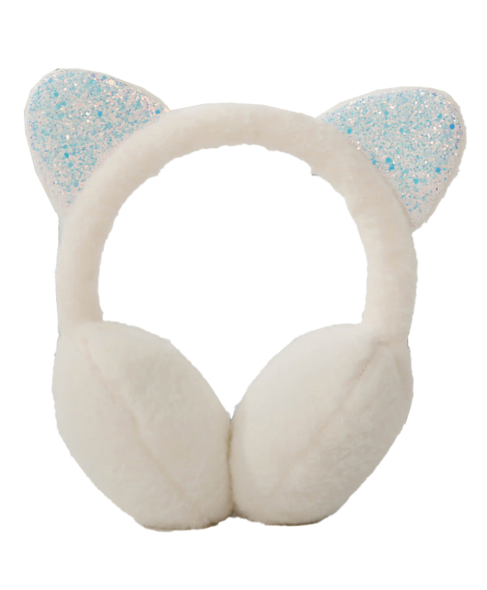 SYGA Children's Cute White Kitty Design Warm Earmuffs for Cold Protection Hot Warm Glitter Sequined Free Size-image-20