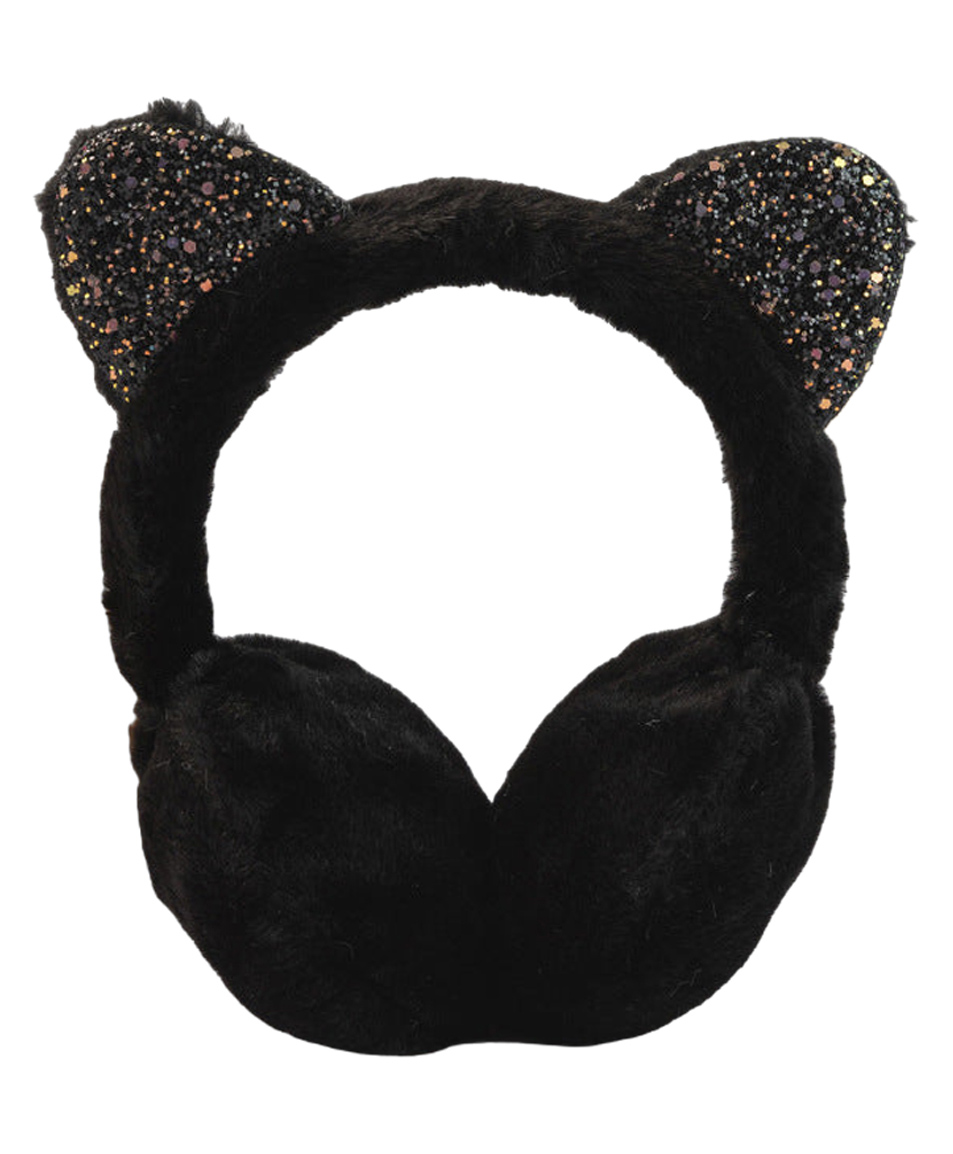 SYGA Children's Cute Black Kitty Design Warm Earmuffs for Cold Protection Hot Warm Glitter Sequined Free Size-image-39
