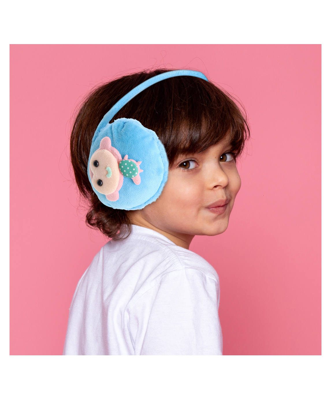 SYGA Children's Fashion Winter Blue Cute Cartoon Design Cold Protection Plush Velvet Earmuffs Free Size-image-34