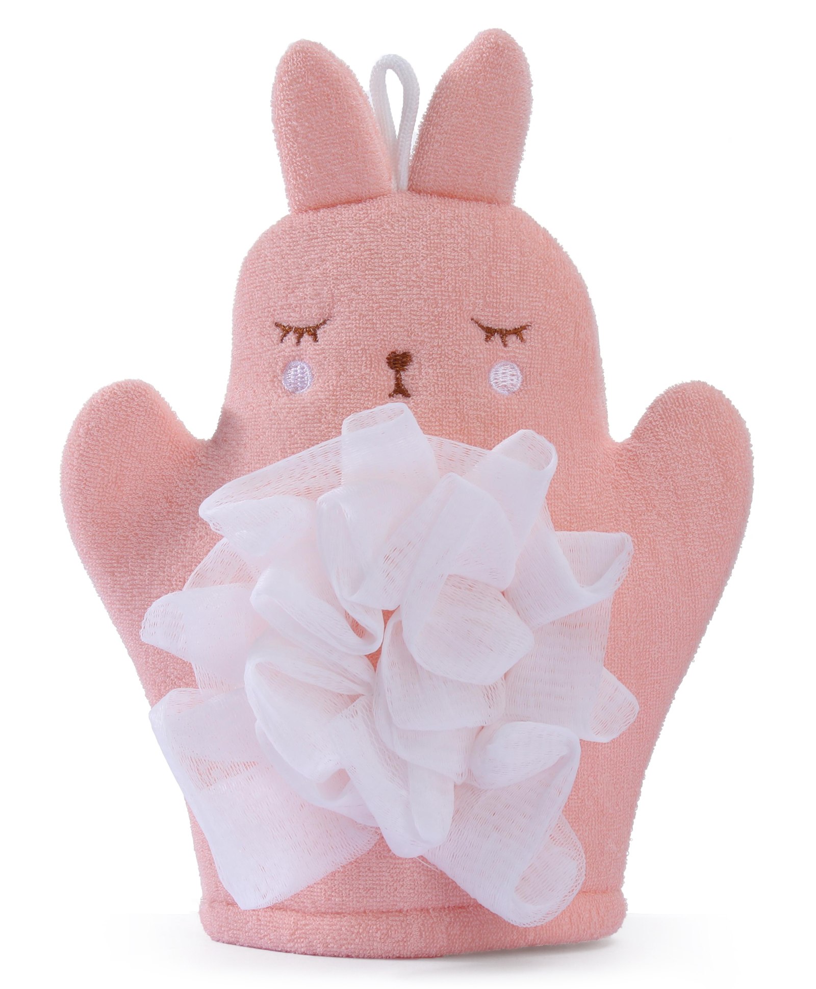 fab n funky Bunny Shape Bath Gloves With Attached Loofah - Pink-picture-15