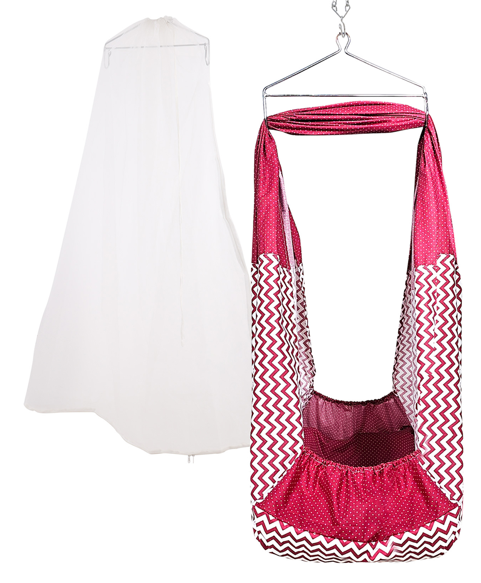 Beetot Cradle for Born Baby With Triangle Hanger, Cradle Spring, Removable Bed, And Mosquito Net And Ultra Soft Fabric-Red-picture-11