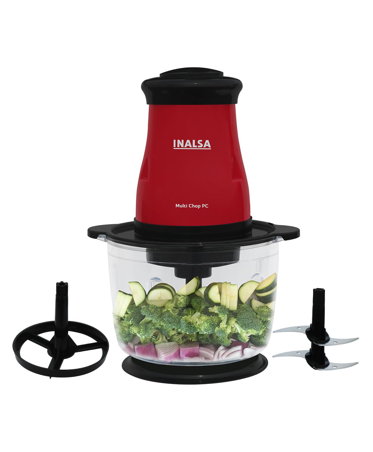 INALSA Multi Chop PC Chopper For Kitchen & Meat Grinder - Black Red-image-42