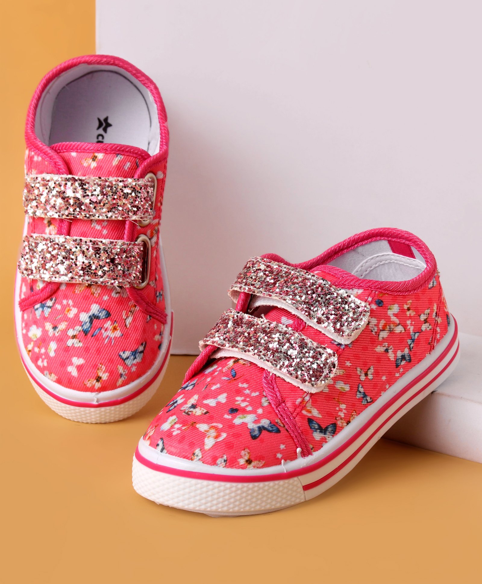 Cute Walk by Babyhug Casual Shoes with Velcro Closure Butterfly Print - Pink-image-34
