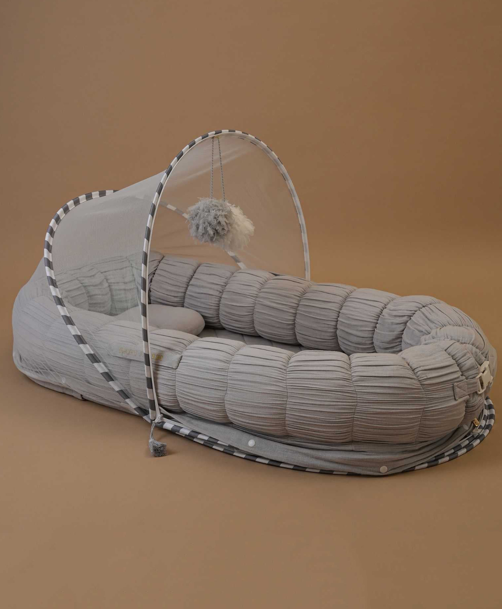 Baby Jalebi Sleep Cloud Baby Nest Bed with Mosquito Net PillowNewborns & Infants - Grey-image-35