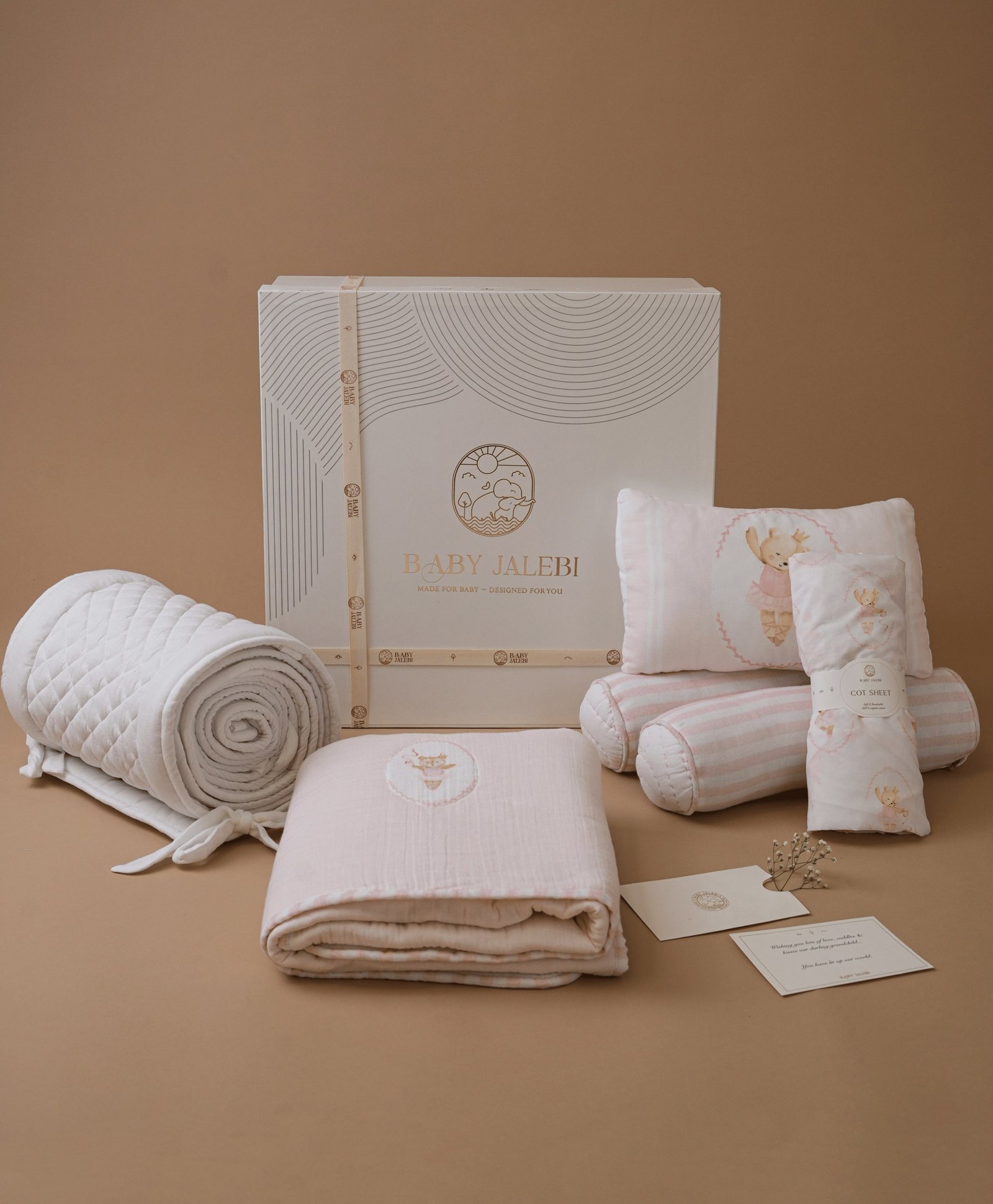 Baby Jalebi Prima Ballerina Bear Hand Quilted Baby Pillow Blanket Bolsters Sheets Cot Newborn Bedding Set-image-29