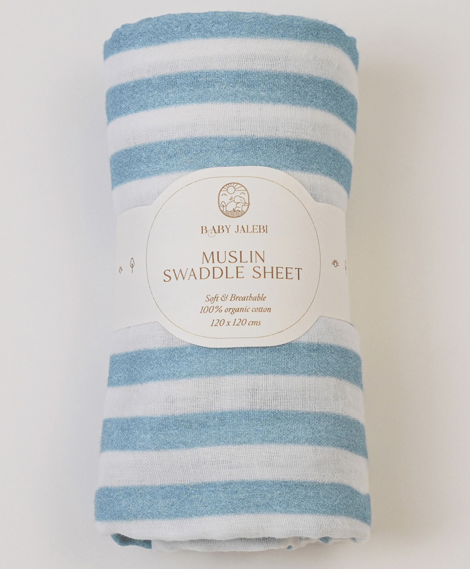 Baby Jalebi Blue Stripes Organic Muslin Swaddle - Blue-picture-14
