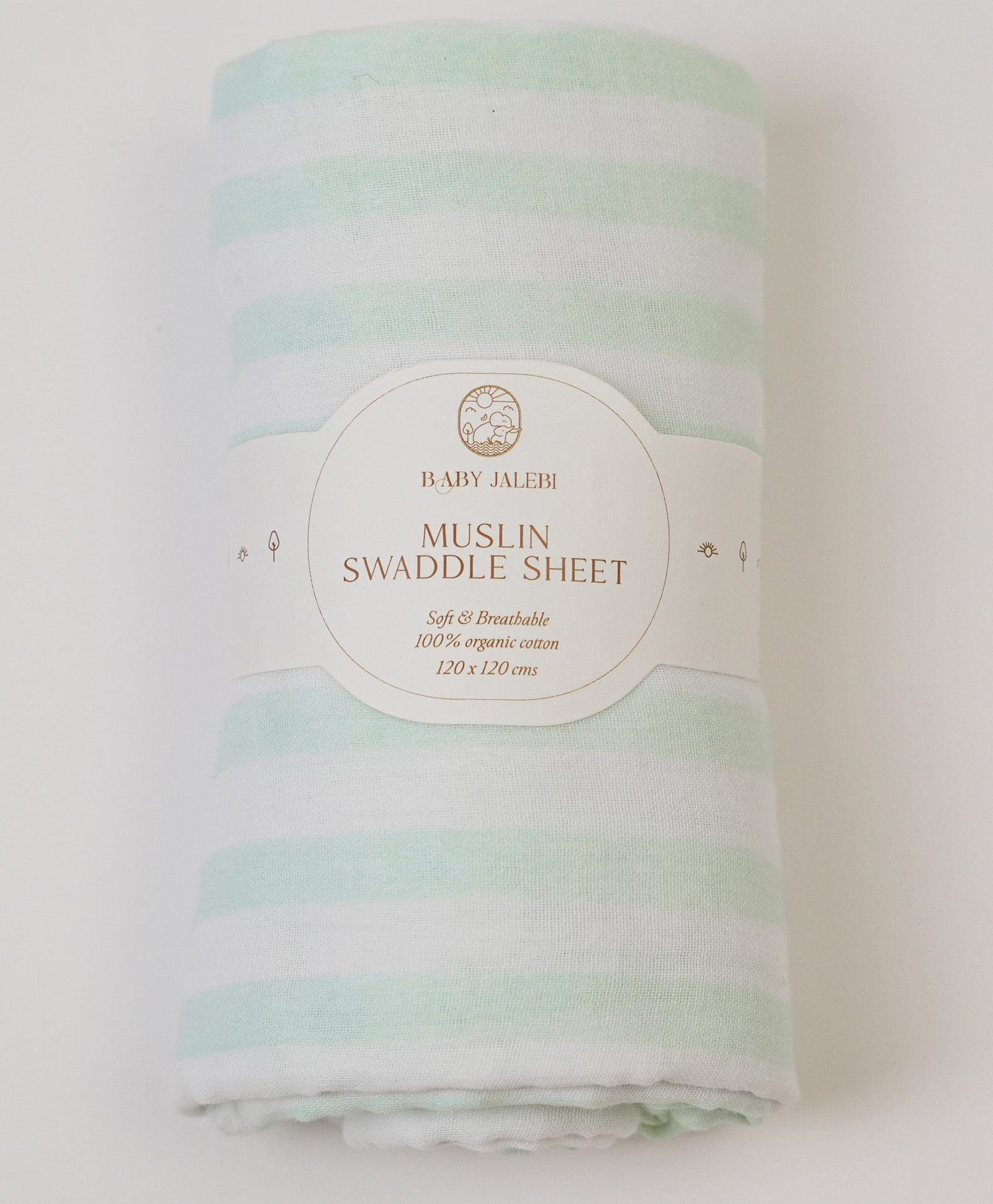 Baby Jalebi Aqua stripes Organic Muslin Swaddle - Light Blue-picture-19
