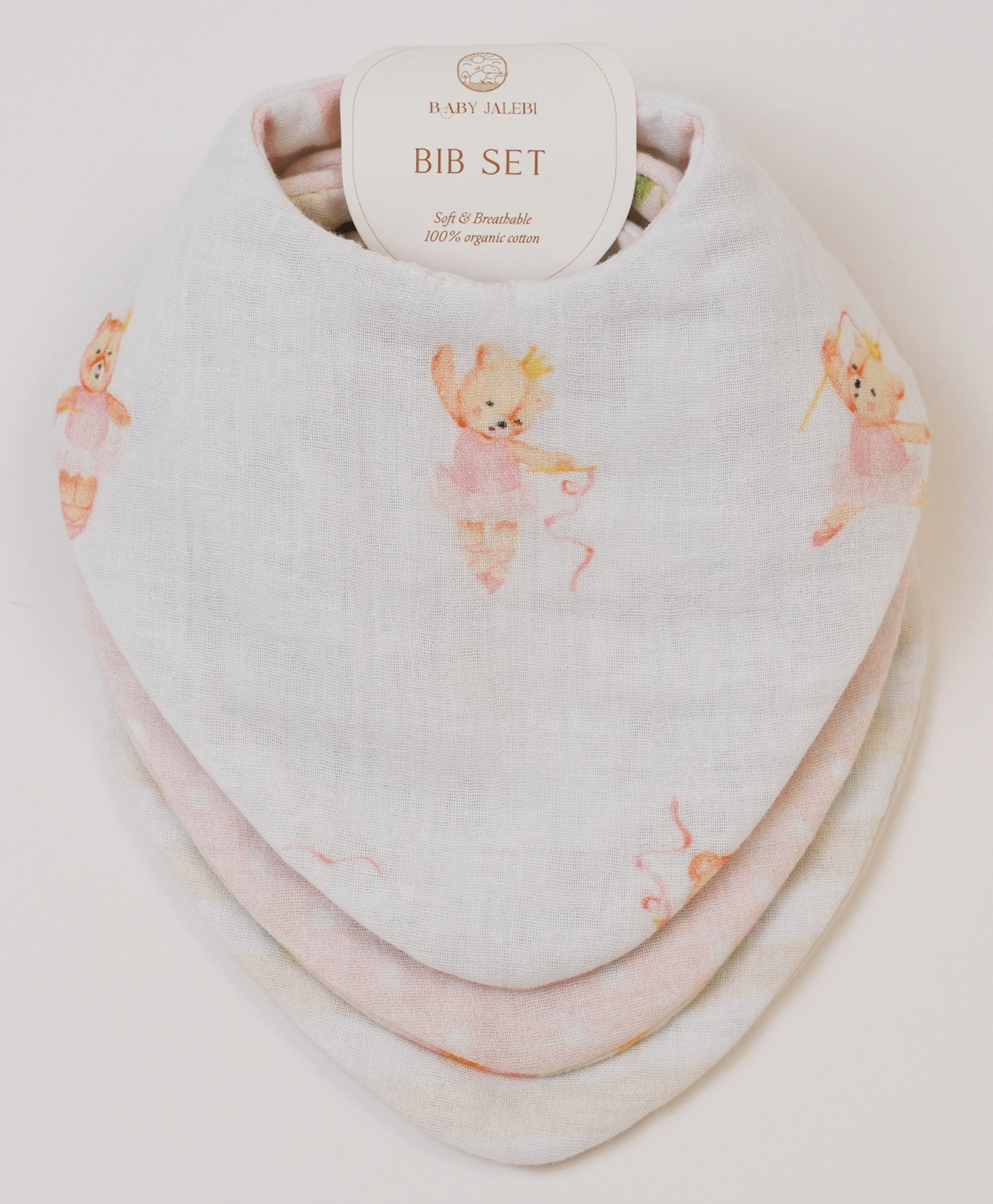 Baby Jalebi Set of 3 Bibs Ballerina Floral & Stripes-image-45