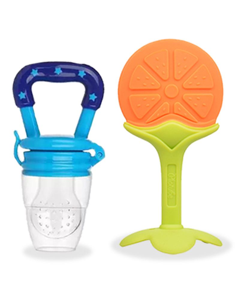 Chinmay Kids Baby Fruit Shape Teether & Soother Soft Stick Dental Care BPA-Free Pack of 2 Teether  -Orange Blue-image-28