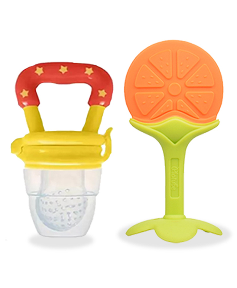Chinmay Kids Baby Fruit Shape Teether & Soother Soft Stick Dental Care BPA-Free Pack of 2 Teether  -Orange Yellow-picture-17
