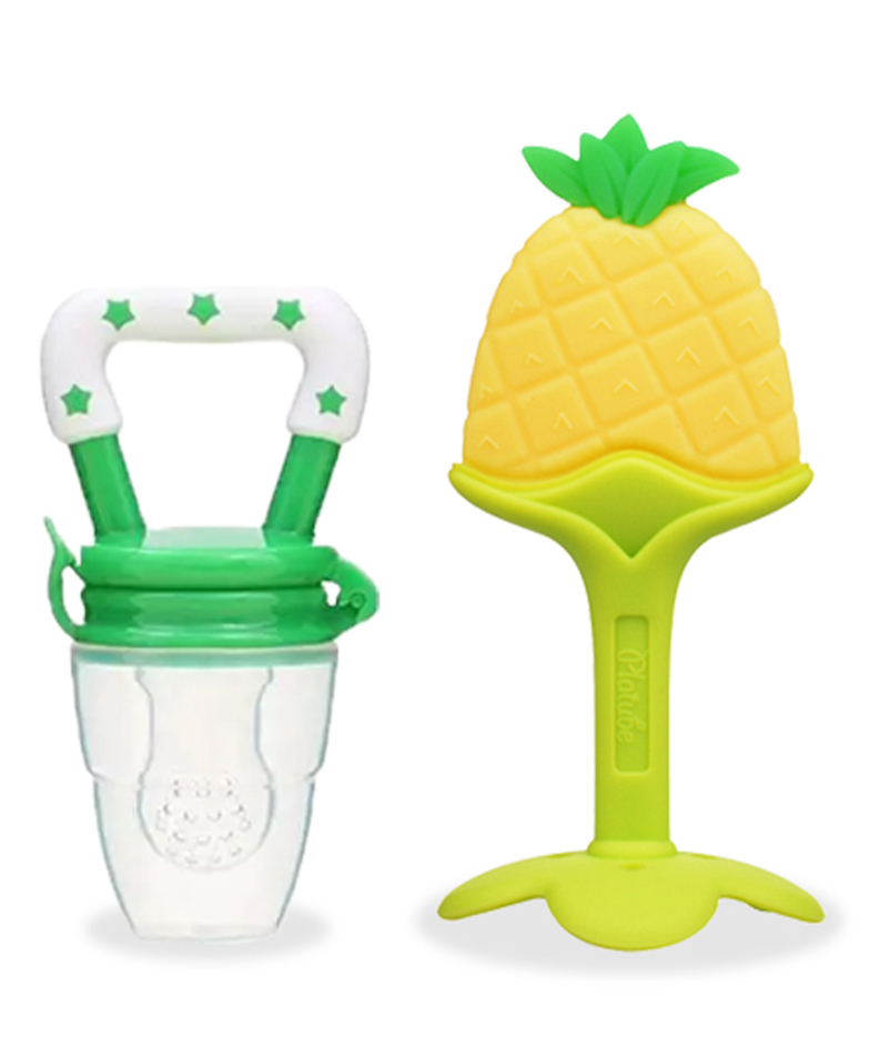 Chinmay Kids Baby Fruit Shape Teether & Soother Soft Stick Dental Care BPA- Free Pack of 2 Teether - Yellow Green-picture-28