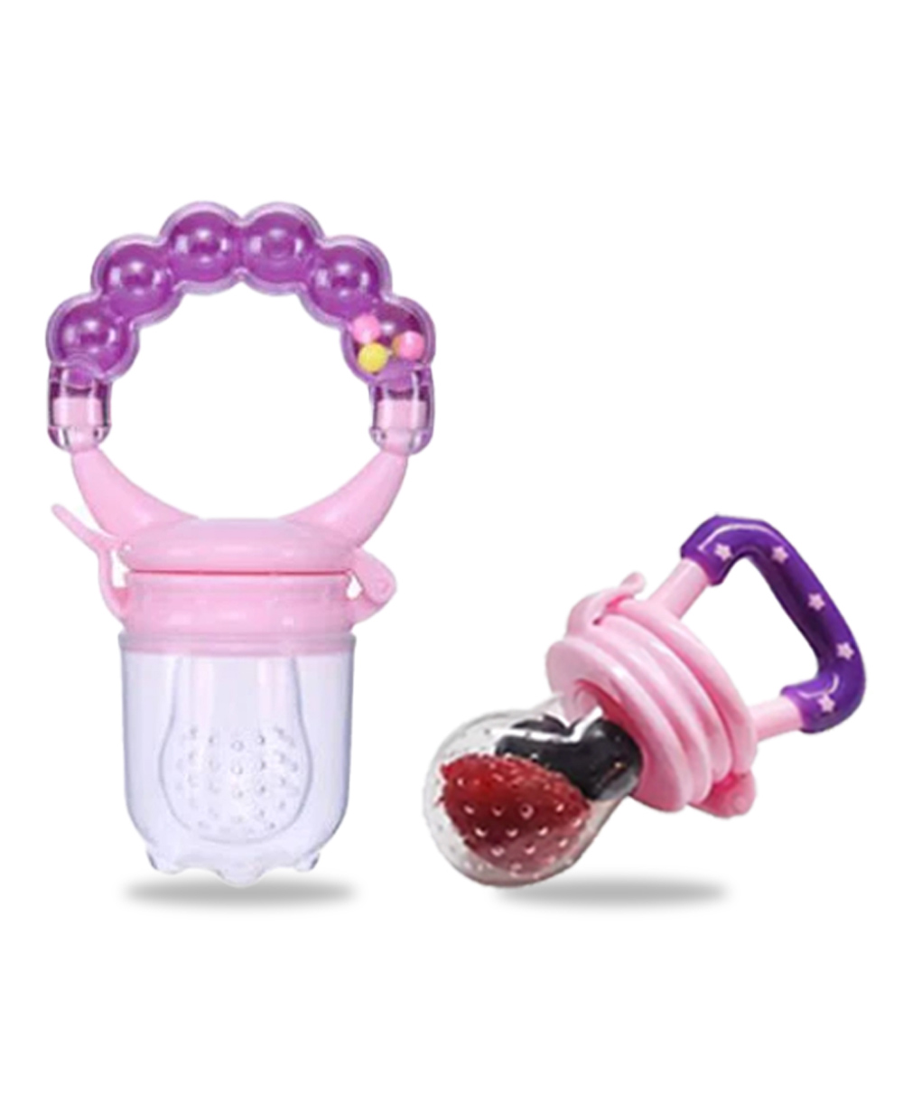 Chinmay Kids New Born Baby Pacifier With Rattle Handle Silicone Safe Fresh Fruit Feeder Soother  (Purple, Pink)-image-29