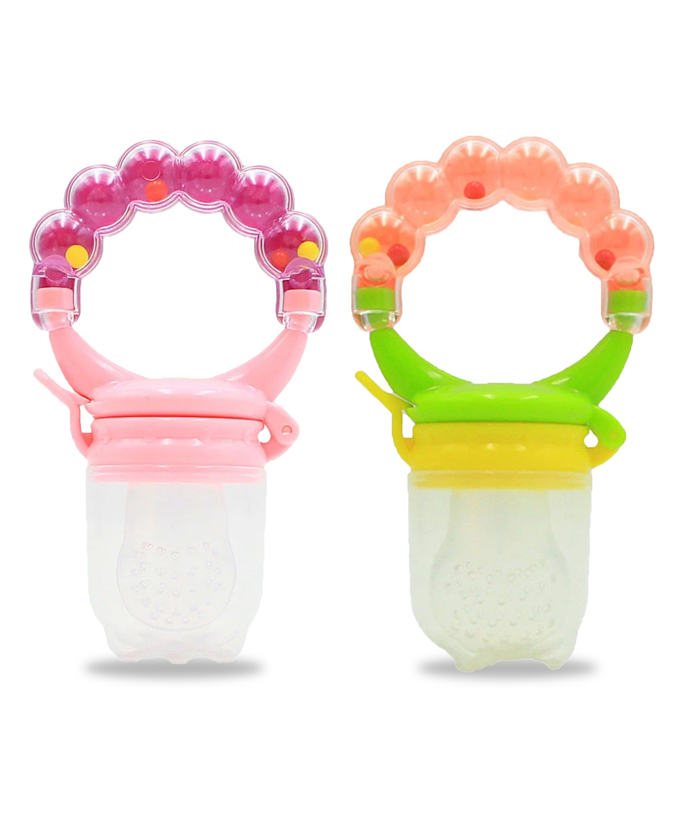 Chinmay Kids Baby Pacifier New Born With Rattle Handle Silicone Fresh Fruit Safe Kids Soother (Pink, Green)-picture-41