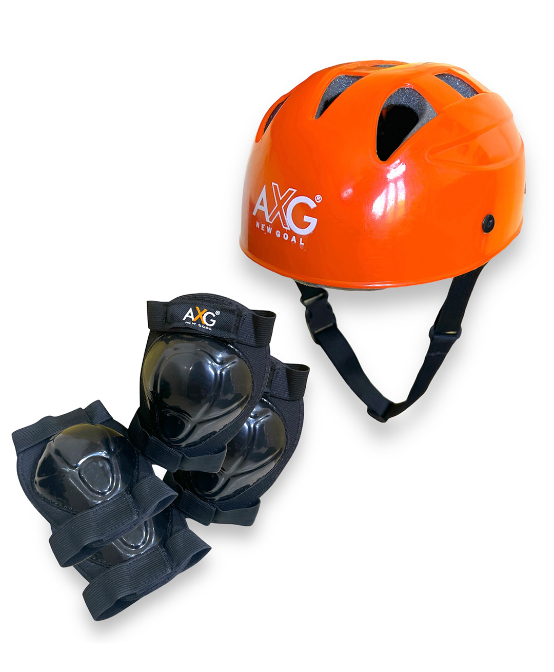 AXG New Goal 3 In 1 Premium Latest Design Adjustable Multipurpose Cycling / Skating Kit (Orange)-image-29