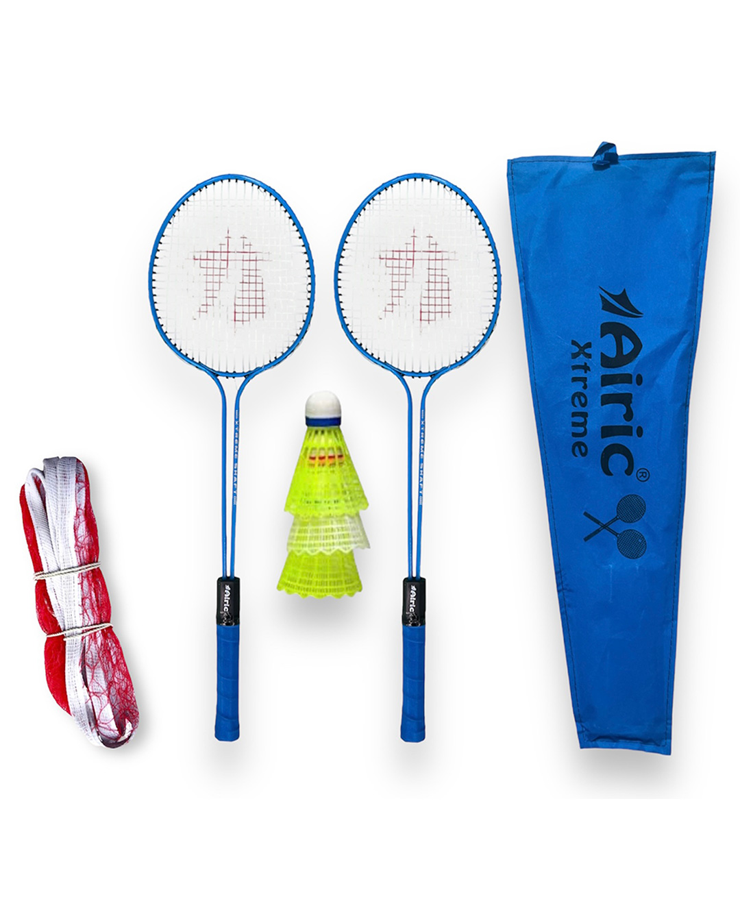 Airic Classic Double Shaft Xtreme Set with 3 Plastic Shuttles and Net Badminton Kit (Blue)-picture-48