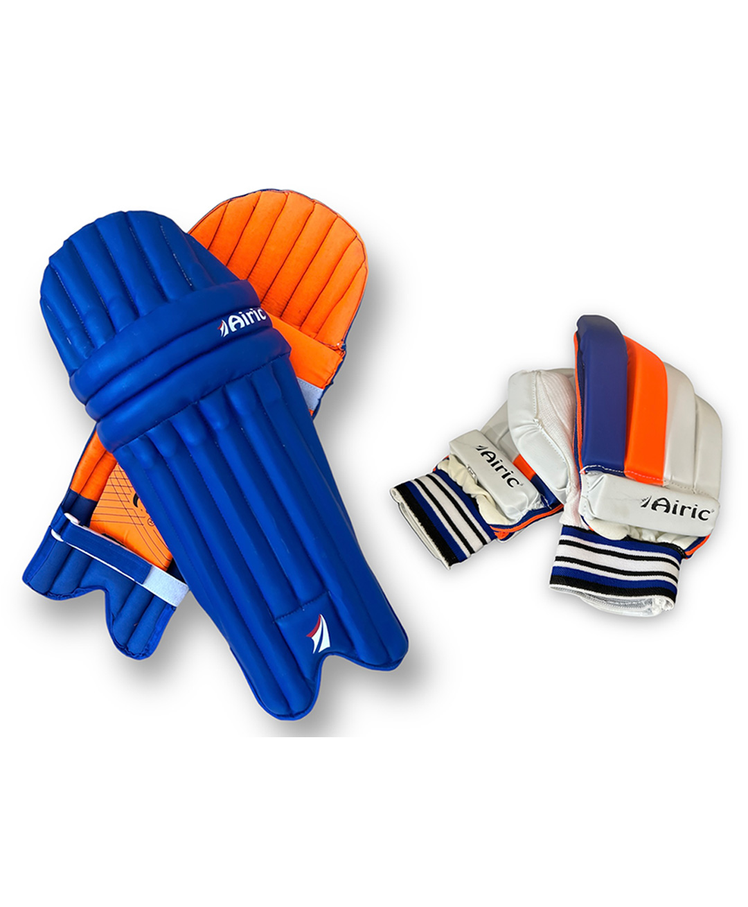 Airic Premium Leg guards and Right handed Batting Gloves Men Size (Age 15 yrs & above) Cricket Kit-image-1