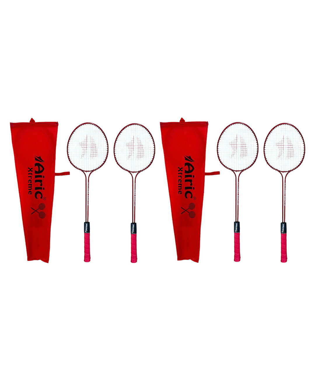 Airic Stylish Xtreme Double Shaft Set of 4 with cover for leisure purpose Badminton Kit (Red)-picture-34