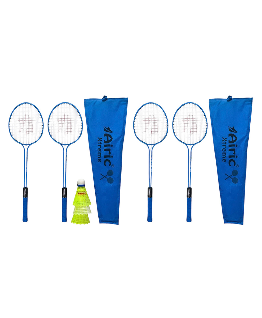 Airic Classic Double Shaft Xtreme Set Of 4 with 3 Plastic Shuttles Badminton Kit (Blue)-picture-32