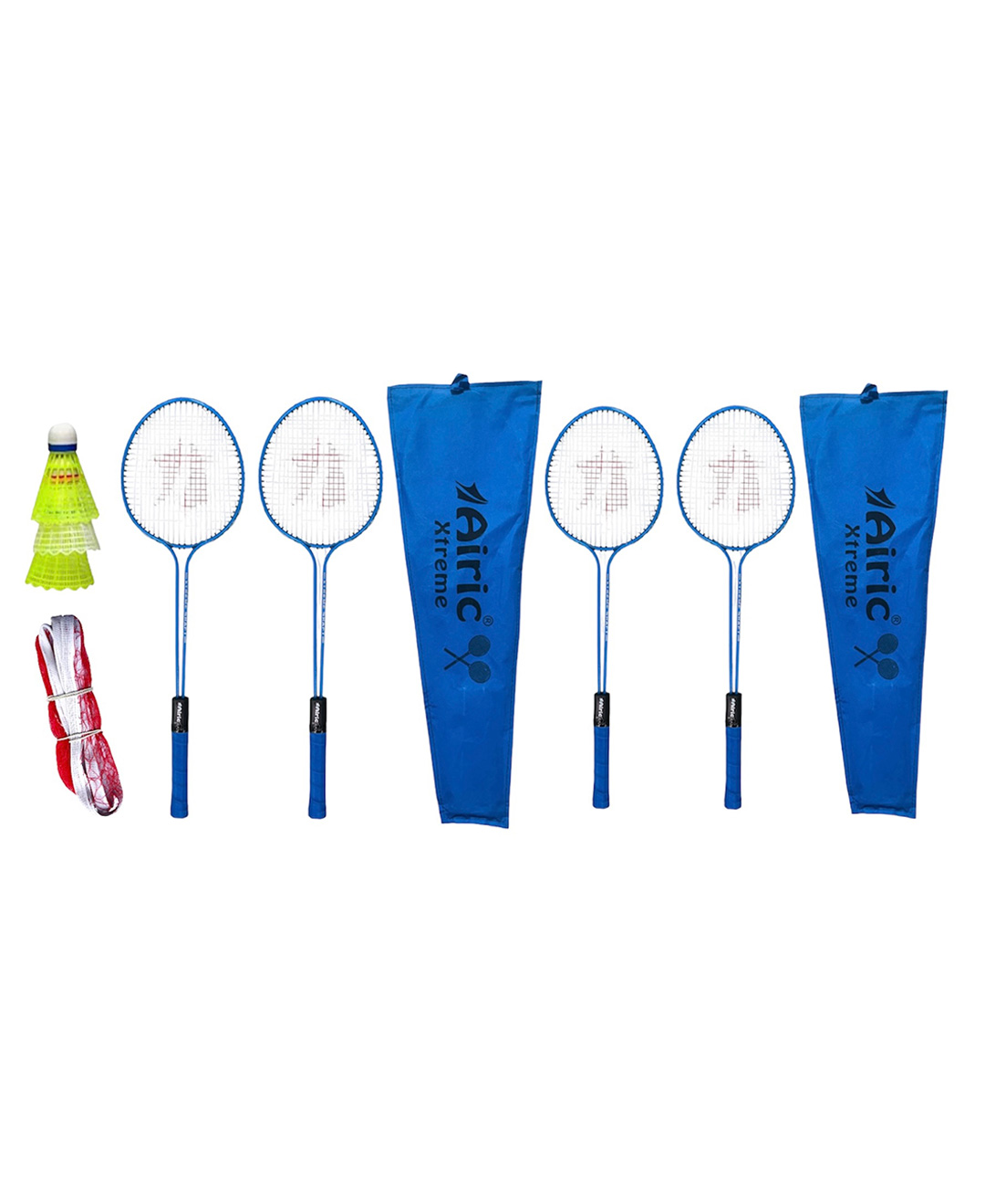 Airic Classic Double Shaft Xtreme Set of 4 with 3 Plastic Shuttles and Net Badminton Kit (Blue)-picture-29