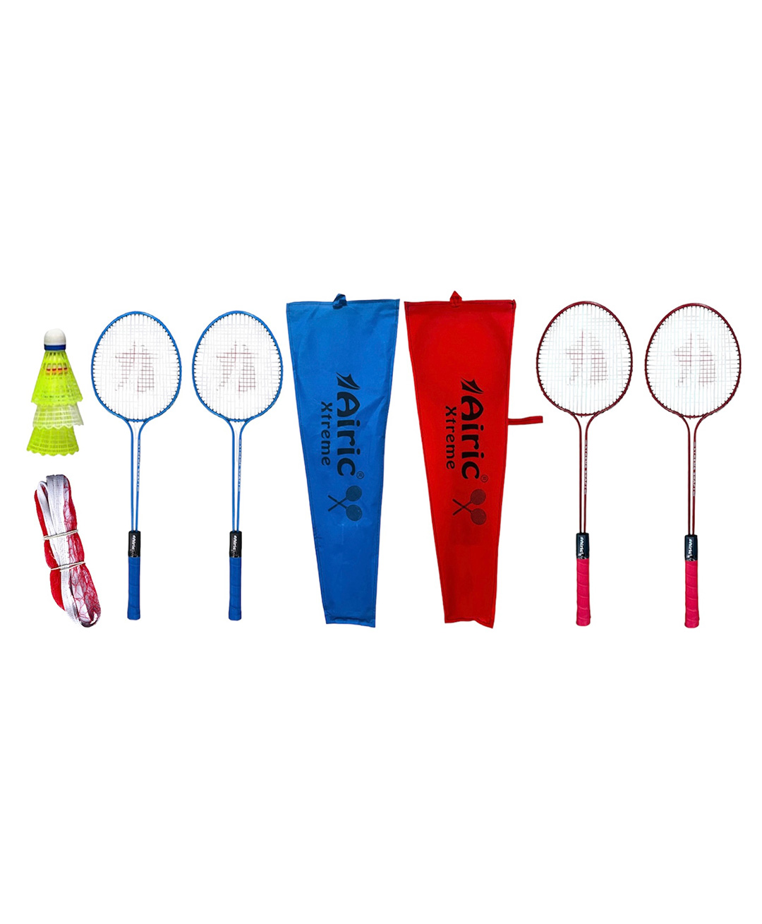 Airic Classic Double Shaft Xtreme Set of 4 with 3 Plastic Shuttles and Net Badminton Kit (Multicolor)-picture-26