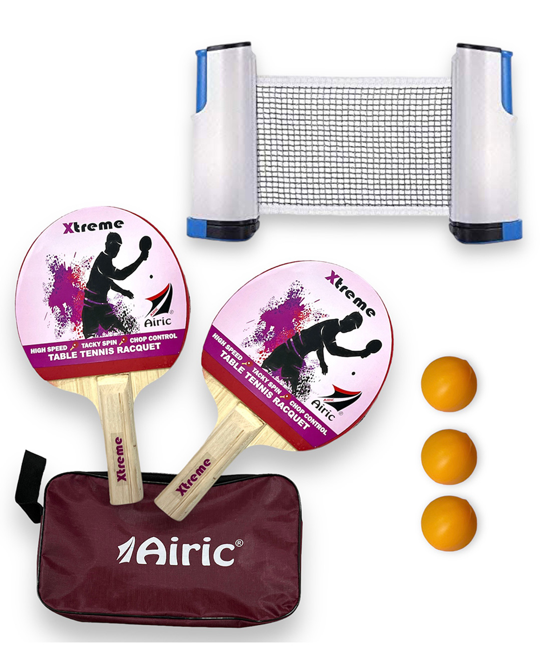 airic AiricPerfect Xtreme 1 Star Racquets with 3 Balls, Net and cover Table Tennis Kit-picture-7