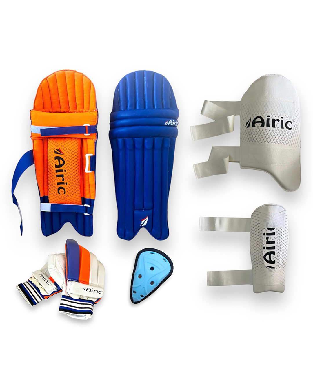 Airic Premium Batting Gloves, Leg Guard, Groin, Arm & Thigh (Men Size 15yrs & above) Cricket Guard Combo-picture-10