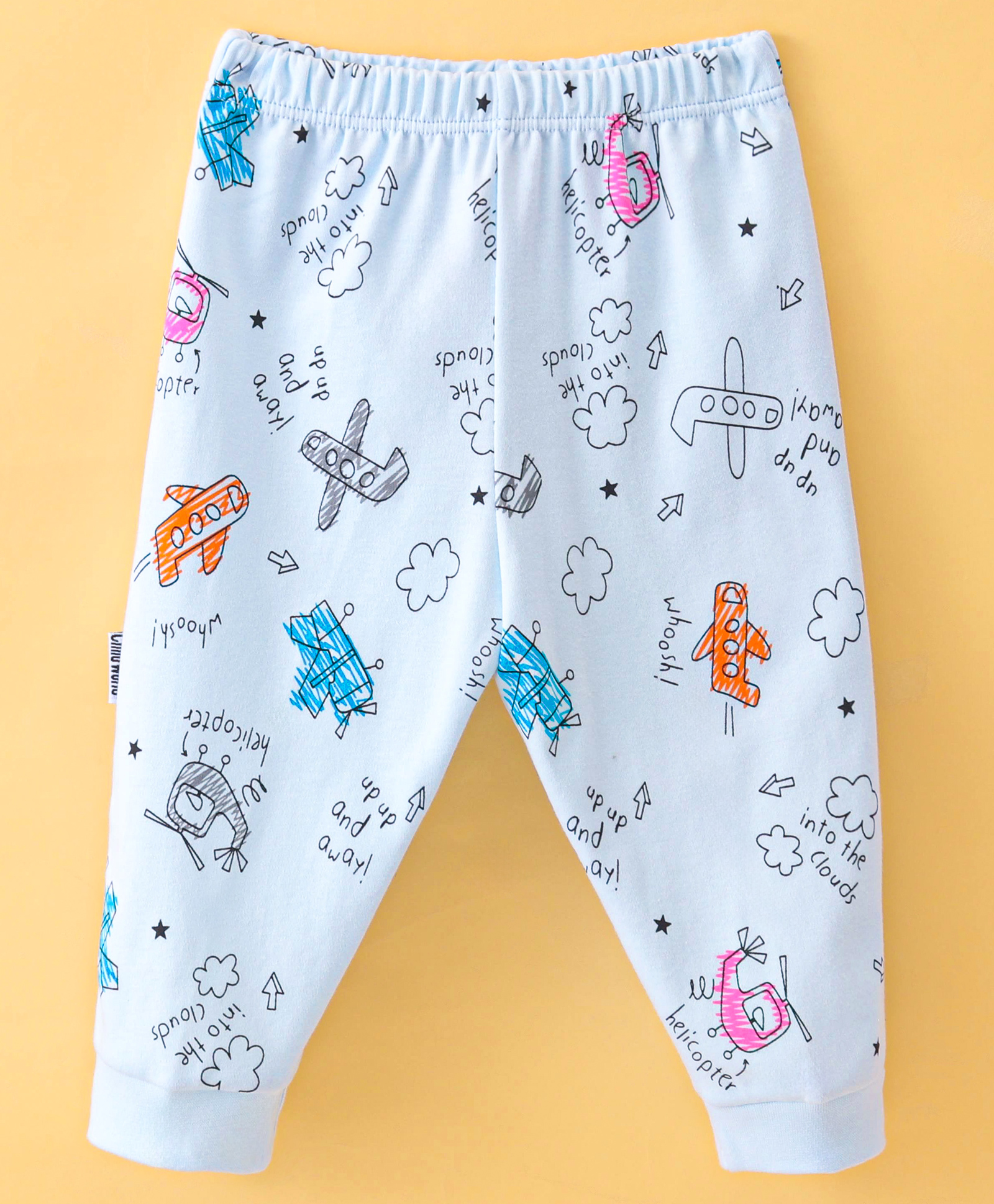 Child World Interlock Full Length Lounge Pants With Aeroplane Print - Blue-picture-19