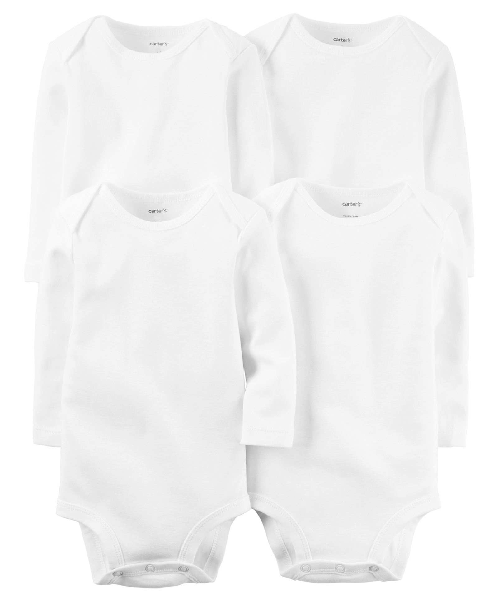 Carter's Full Sleeves Onesies Solid Colour Pack of 4- White-picture-22