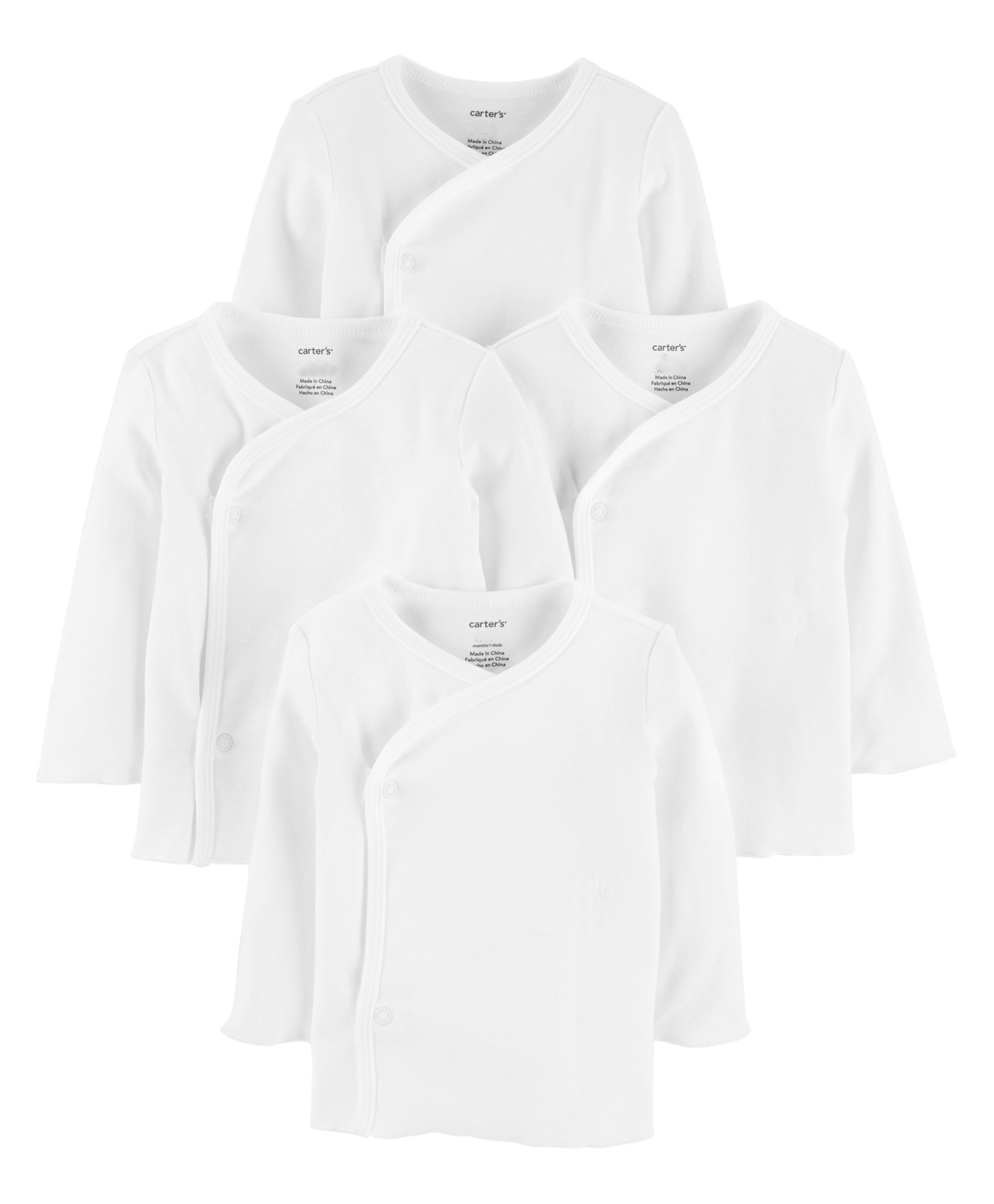 Carter's Full Sleeves Solid Colour Jhablas Pack of 5 - White-picture-20