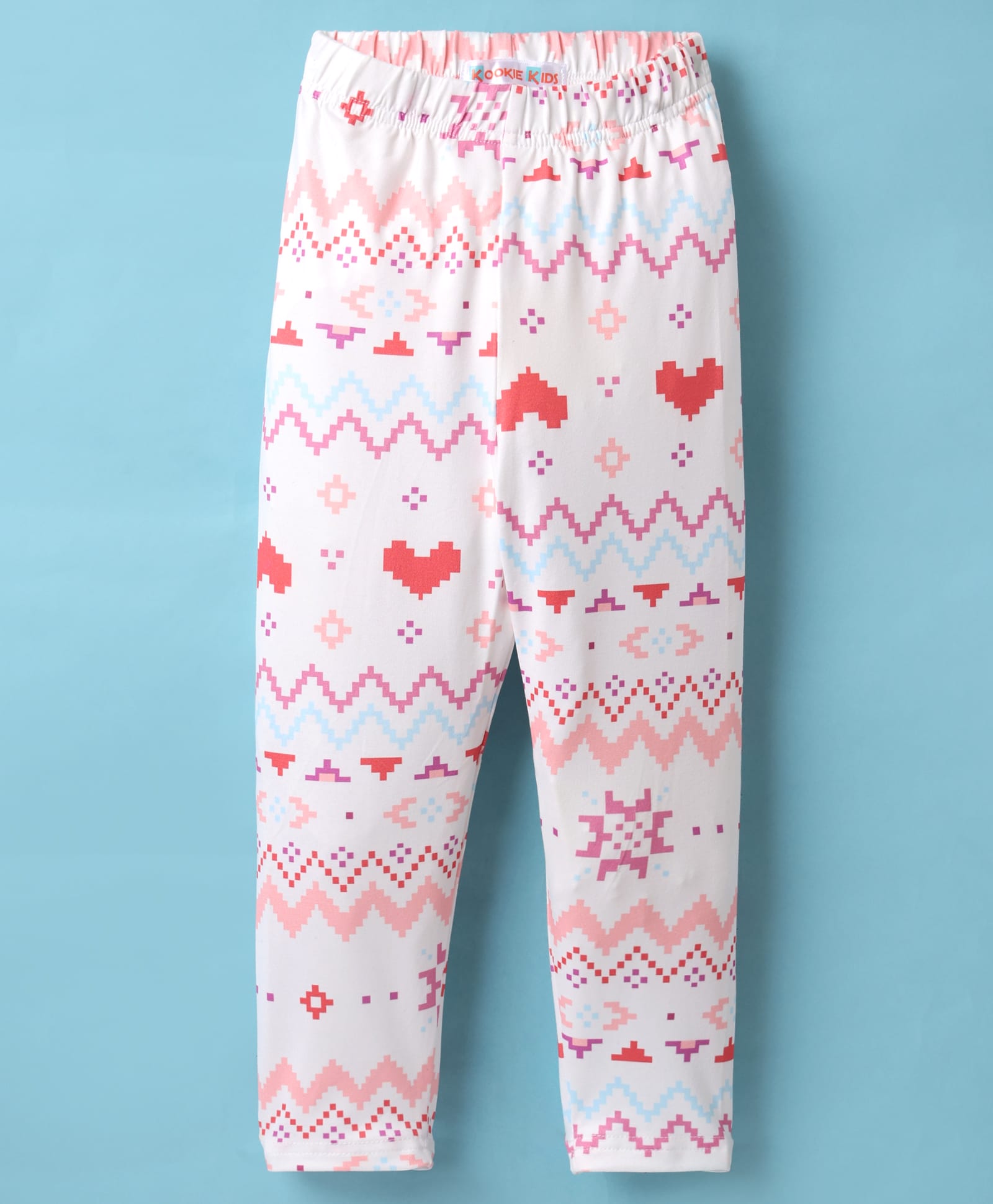 Kookie Kids Full Length Legging Chevron Print - White-picture-23