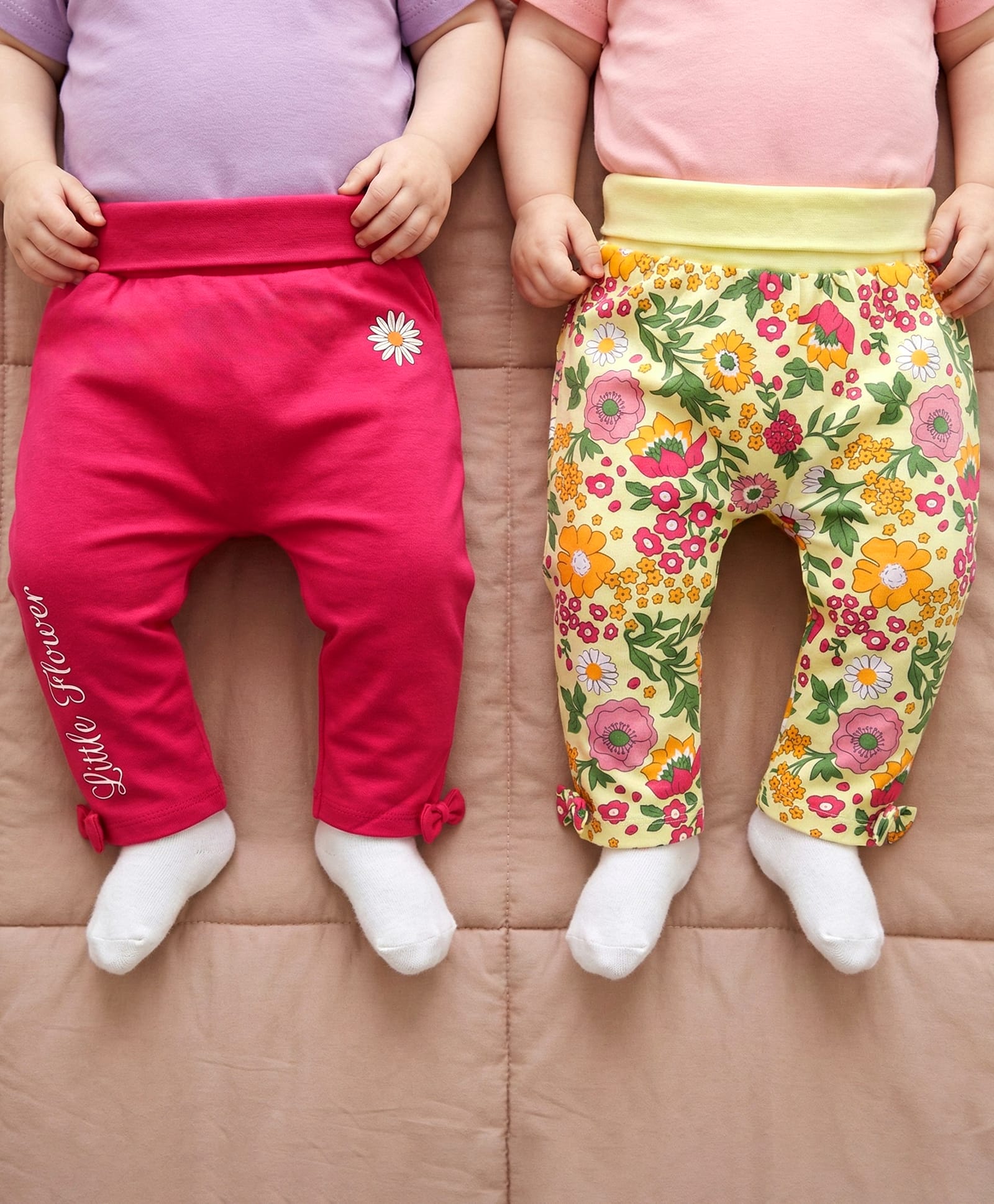 Babyoye Eco Conscious 100% Cotton with Eco Jiva Finish Solid Dyed Leggings Floral Print Pack Of 2 - Multicolor-picture-28