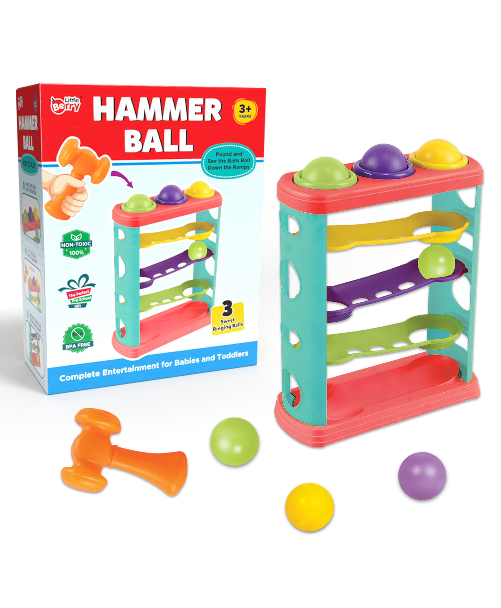 Little Berry Hammer Knock Ball Toy for Kids - Toddler Learning & Activity Toys - Multicolour-image-33