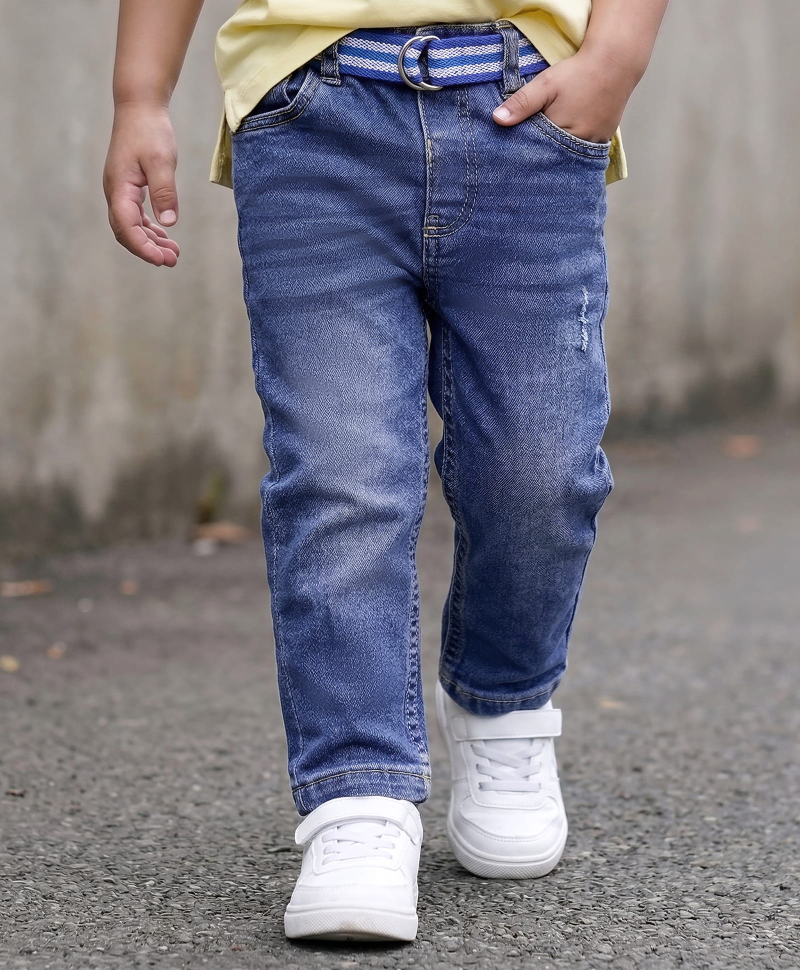 Babyhug Full Length Solid Denim Jeans - Blue-image-8