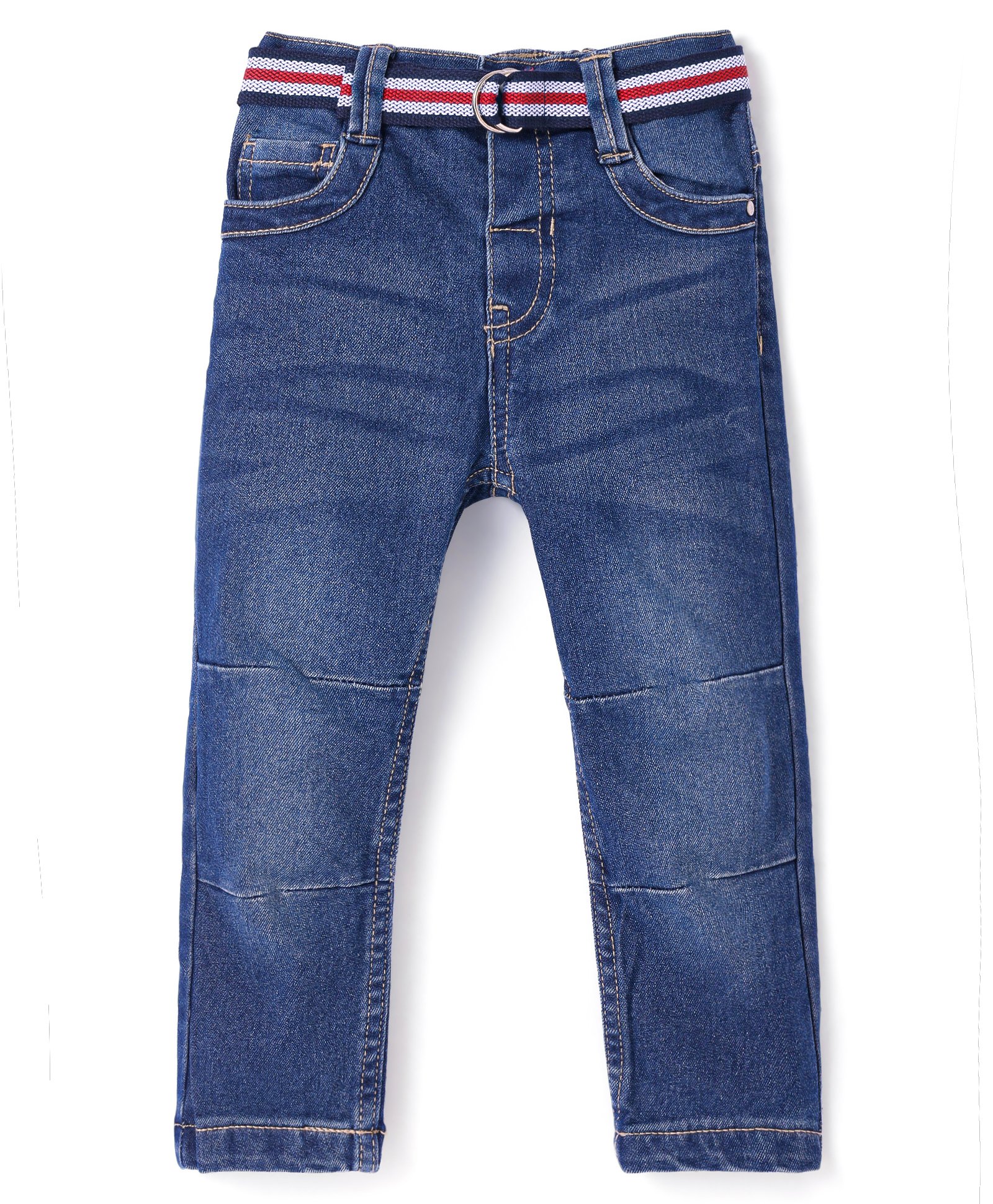 Babyhug Full Length Solid Denim Jeans - Blue-image-9