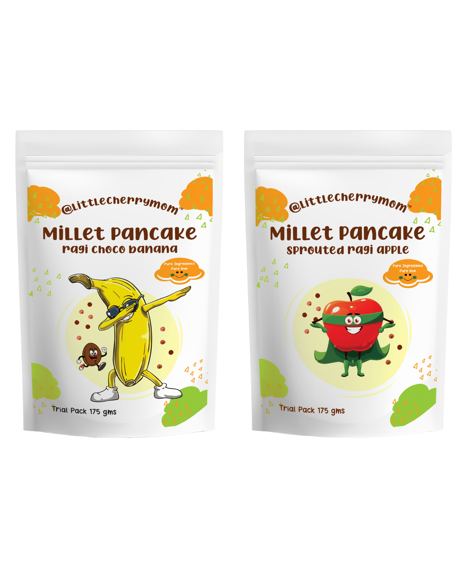 Littlecherrymom Calcium Rich Pancake Combo - Ragi Choco Banana + Ragi Apple - 175 g Each-image-48