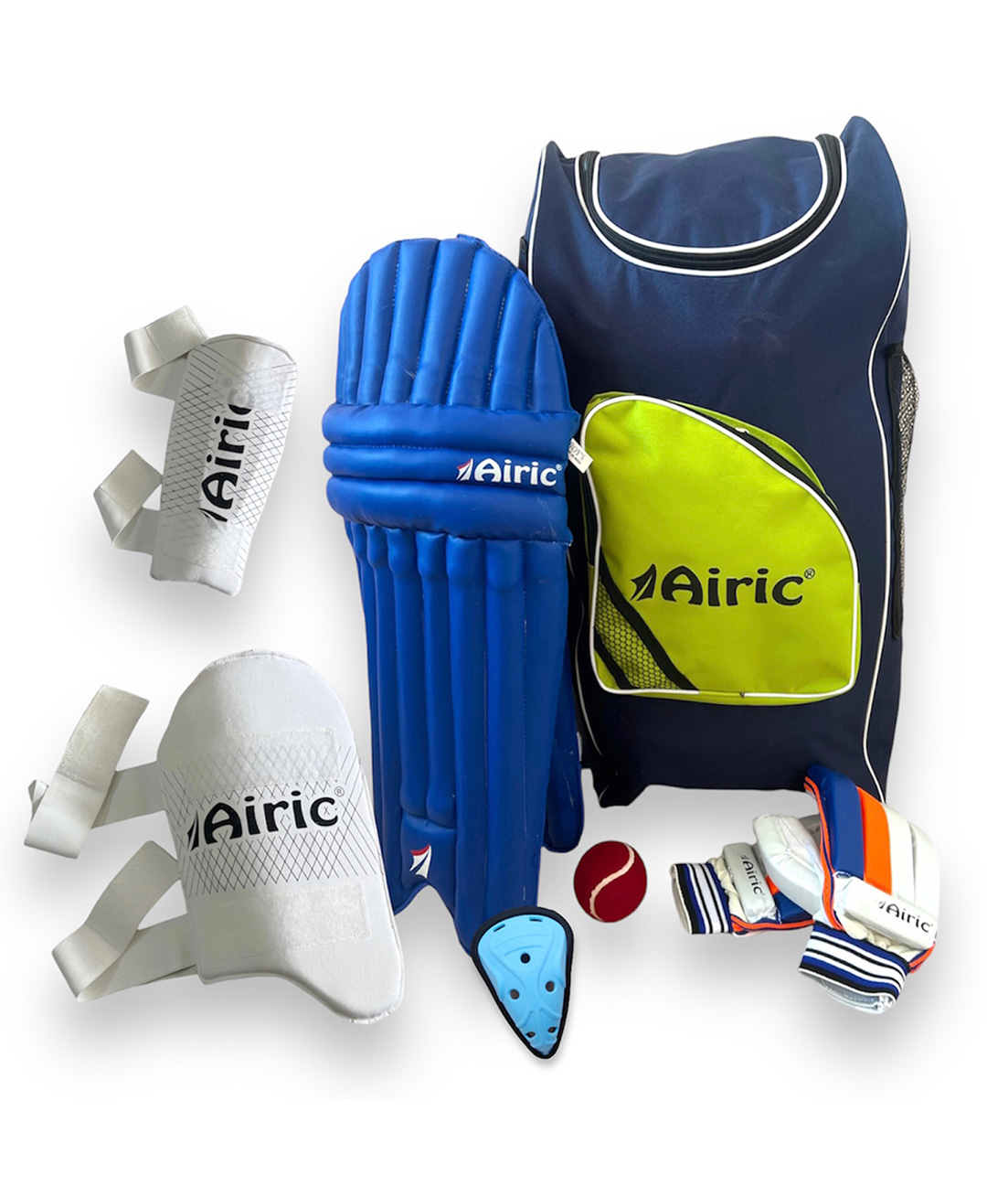 Airic Premium Gloves Bag Ball Leg Groin Arm & Thigh Guard Cricket Kit-picture-3