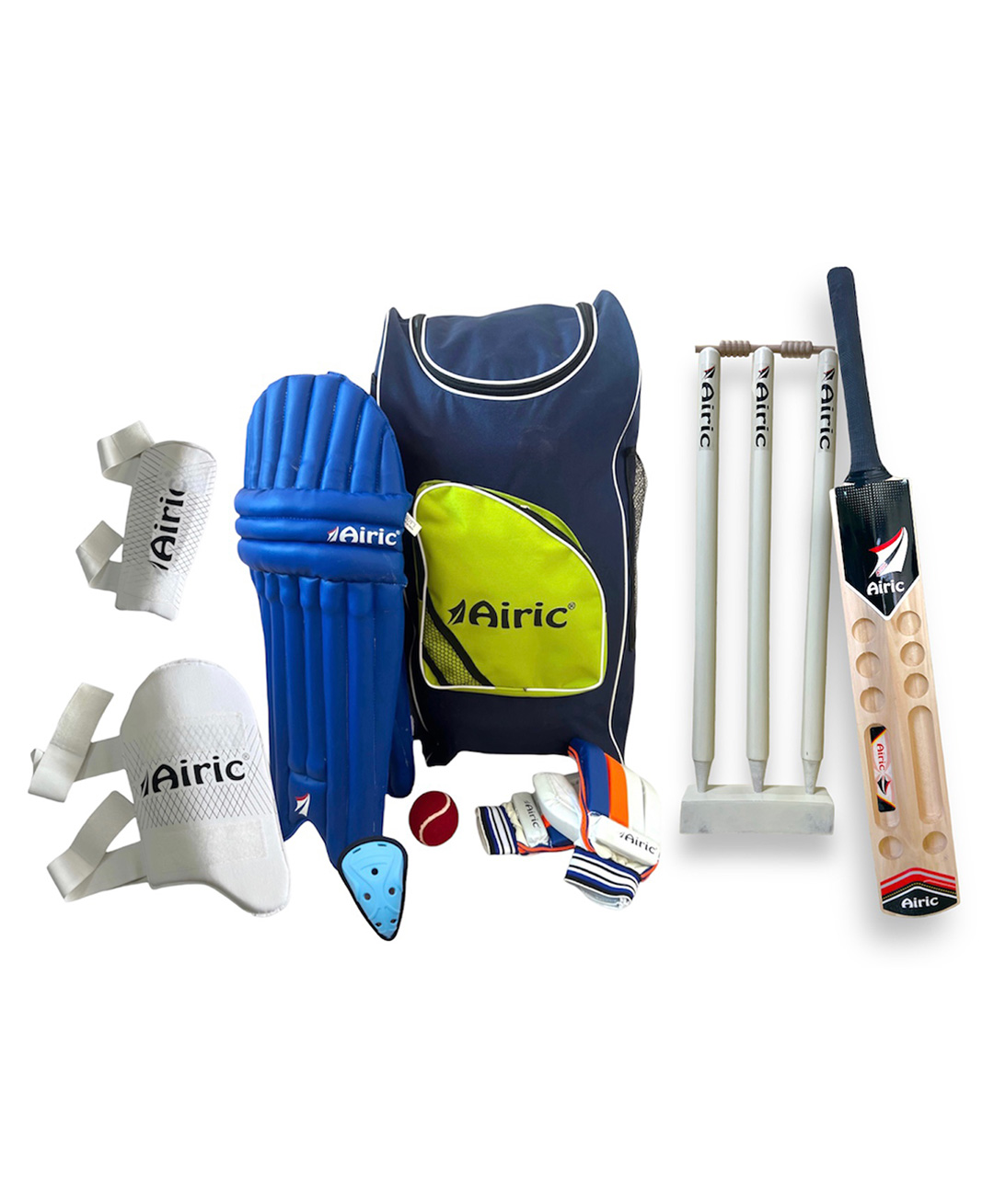 Airic Premium Scoop Bat with 27' Wooden Wickets & Batting Guards Cricket Kit-image-27